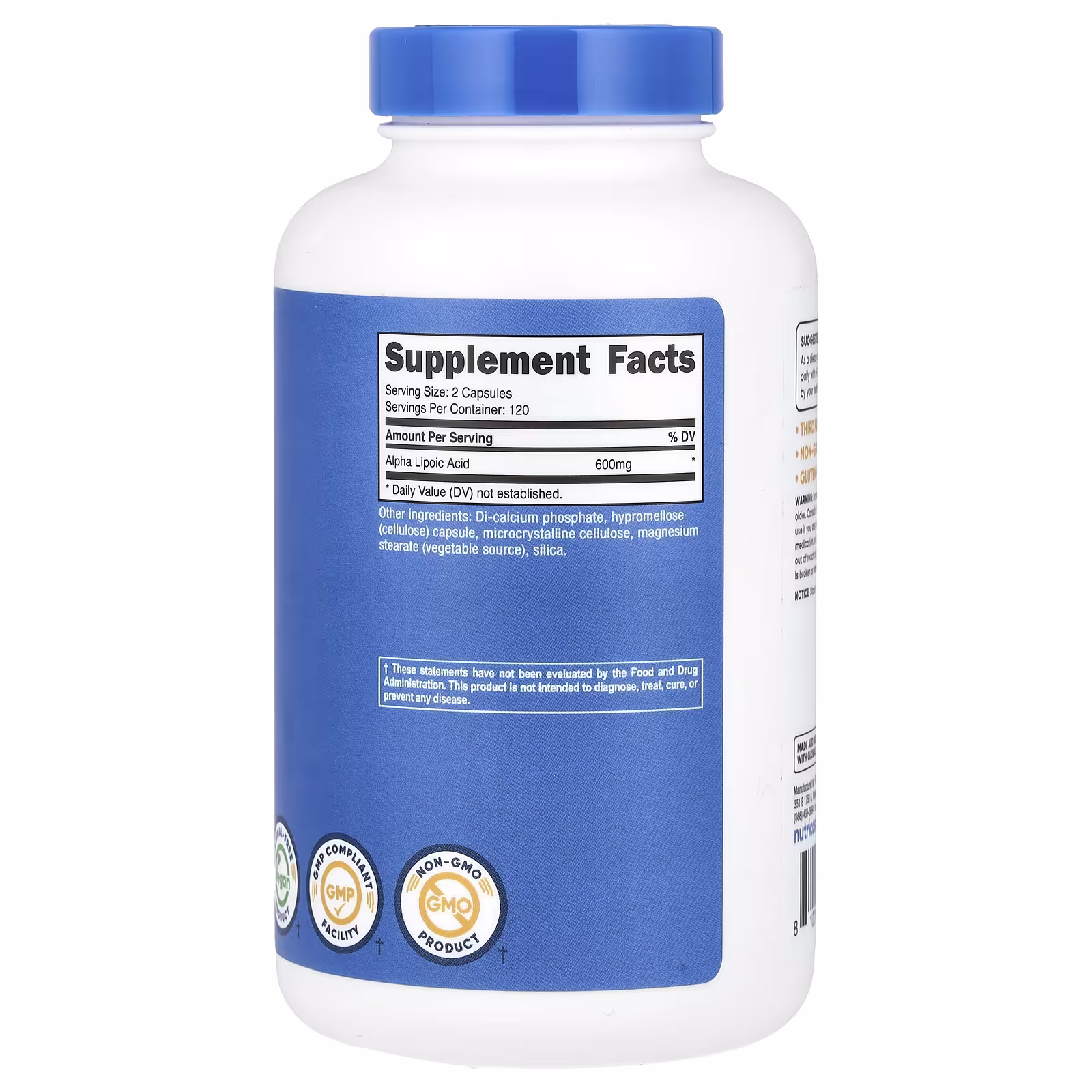 Ácido Alfa Lipoico 600 mg 240 Cápsulas – Nutricost - Imagen 4