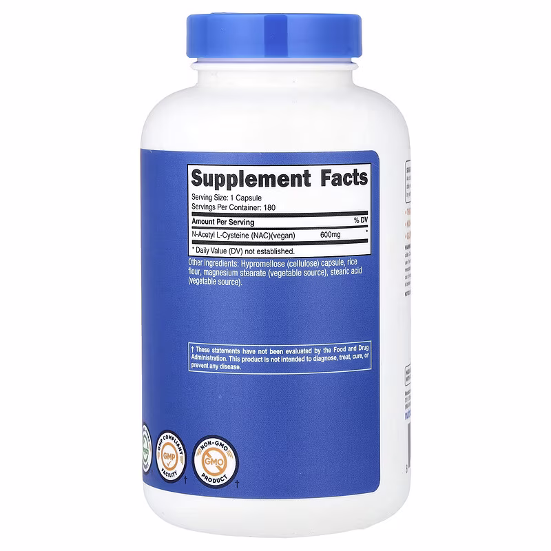 NAC (600 mg) (180 cápsulas) (180 servicios)- Nutricost - Imagen 2