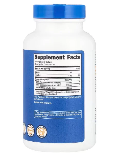 Omega 3 2500 mg – 90 Cápsulas Blandas | Nutricost - Imagen 3