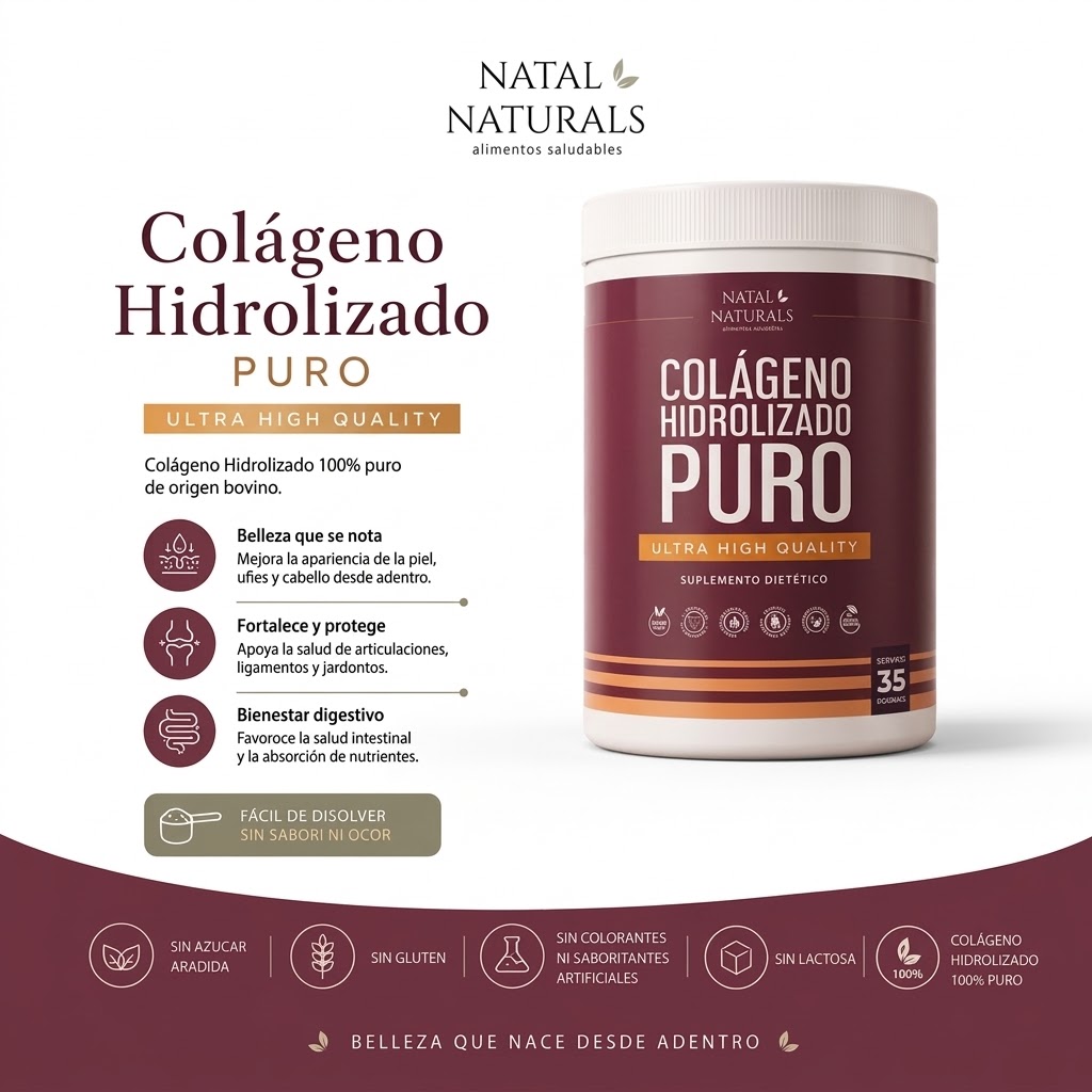 Colágeno Hidrolizado Puro – 100% 500 gr - Natal Naturals - Imagen 2