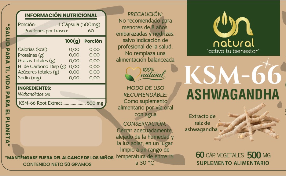 KSM-66® Ashwagandha 500 mg – 60 Cápsulas | ON NATURAL - Imagen 2